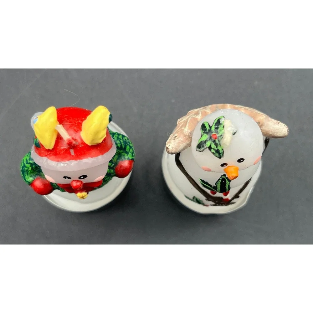 White Barn Candle Co Snowman Tea Light Candles Set of 2 Holiday Decor 3